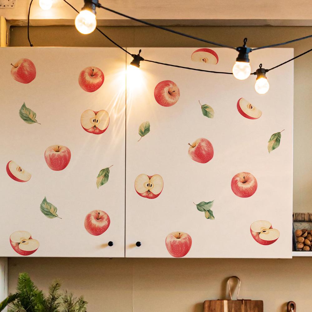 Gemalte Rote Apfel Aufkleber für Küchen-Esszimmerschränke, Heimhintergrund und Wandverschönerung