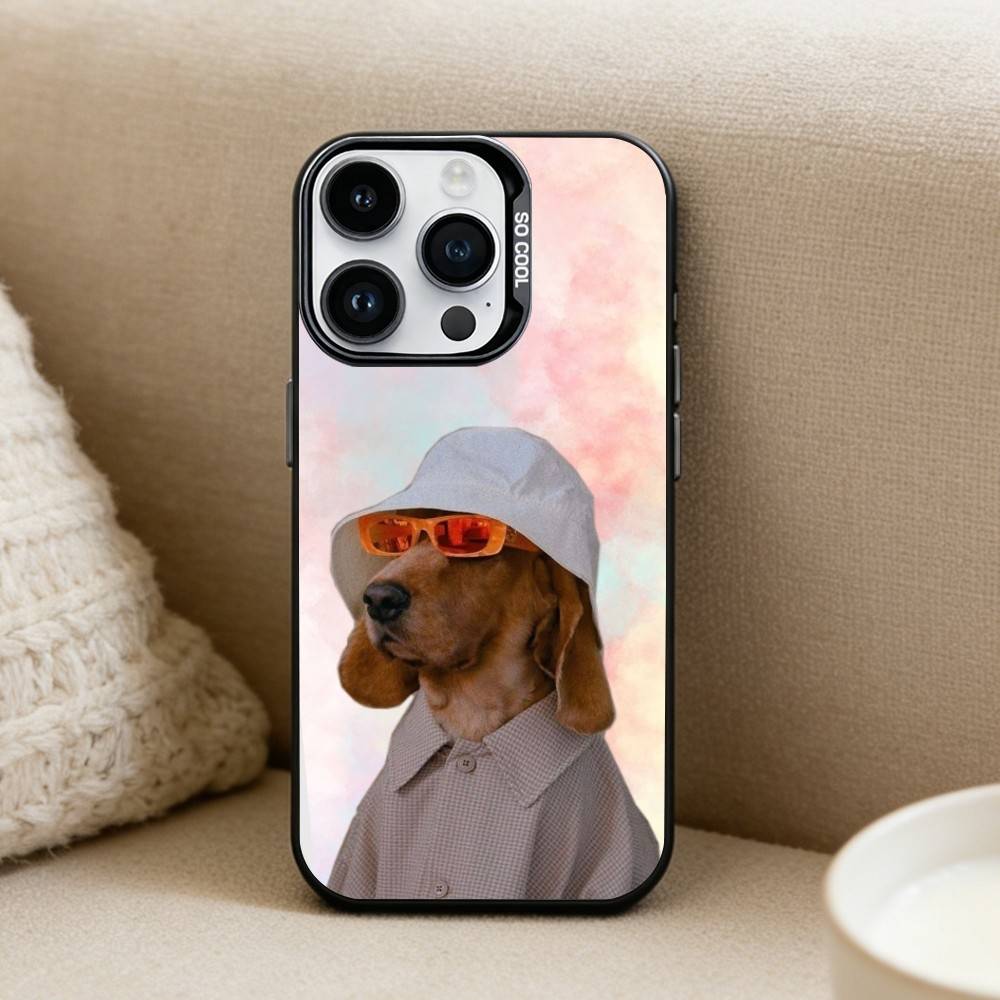 

Крутой чехол для телефона с собакой для iPhone 16, 15, 14, 13, 12, 17, Pro, MAX, Черный Матовый, Ударопрочный iPhone12PRO
