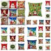 Charming Happy Christmas Linen Sofa Cushion Cover Vibrant Holiday Decoration