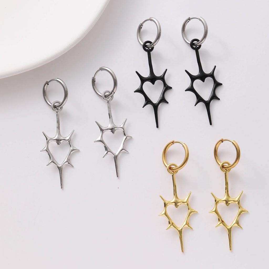 Gothic Punk Style Thorn Heart Earrings Stylish Goth Thorn Heart Earring Jewelry Beautiful Ear Rings Ear Pendant Charm