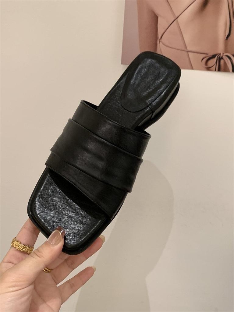 Slope heel platform one-word slippers linen sandals women's shoes summer beach shoes cool slippers casual women's shoes outer wear