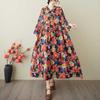 Ladies' Retro Niche Cloud Brocade Yarn Cotton Linen Hooded Printed Dress