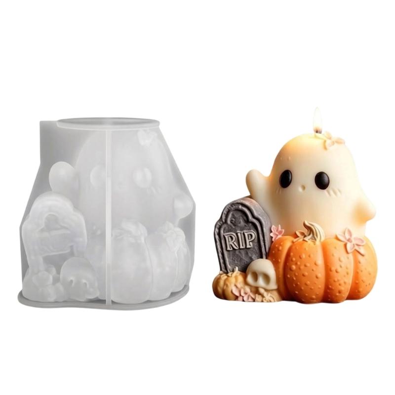 Flexible Silicone Candle Mould Set for Halloweens Pumpkin Specters Decorations and Crafting Projects