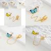 Elegant Alloy Butterfly Stud Earrings With Colorful Geometric Designs