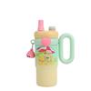 High value cartoon cute fun straw cup double layer 316 stainless steel thermal insulation water cup household handle coffee cup