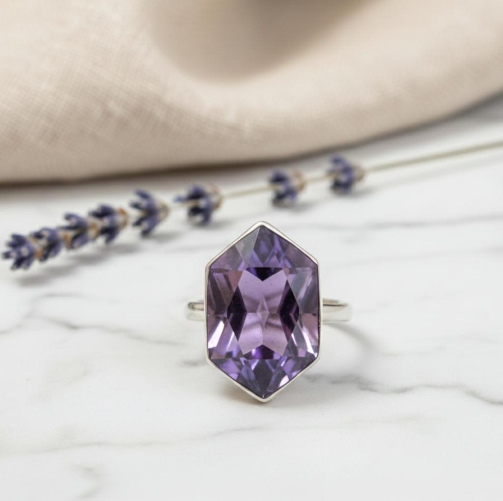 Amethyst Ring, Statement Ring, 925 Solid Sterling Silver, Purple Amethyst Gemstone, Women Ring, Engagement Ring, Gift for Her