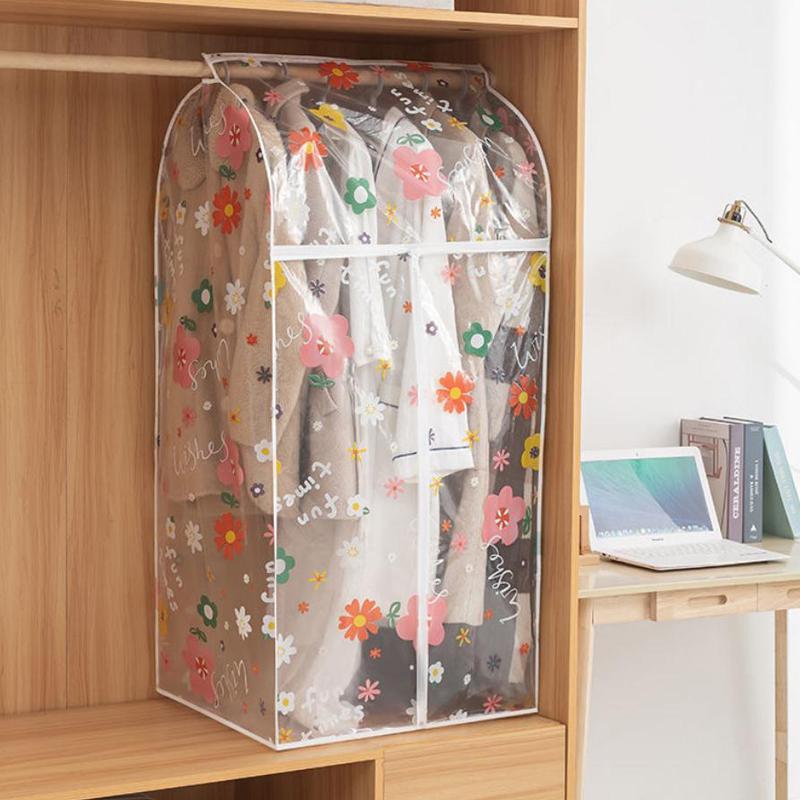 Sun Flower Transparen Dust Cover With Zipper Wardrobe Dust Cover Cloth Coat Suit Storage Bag Student Dormitory Storage Supplies