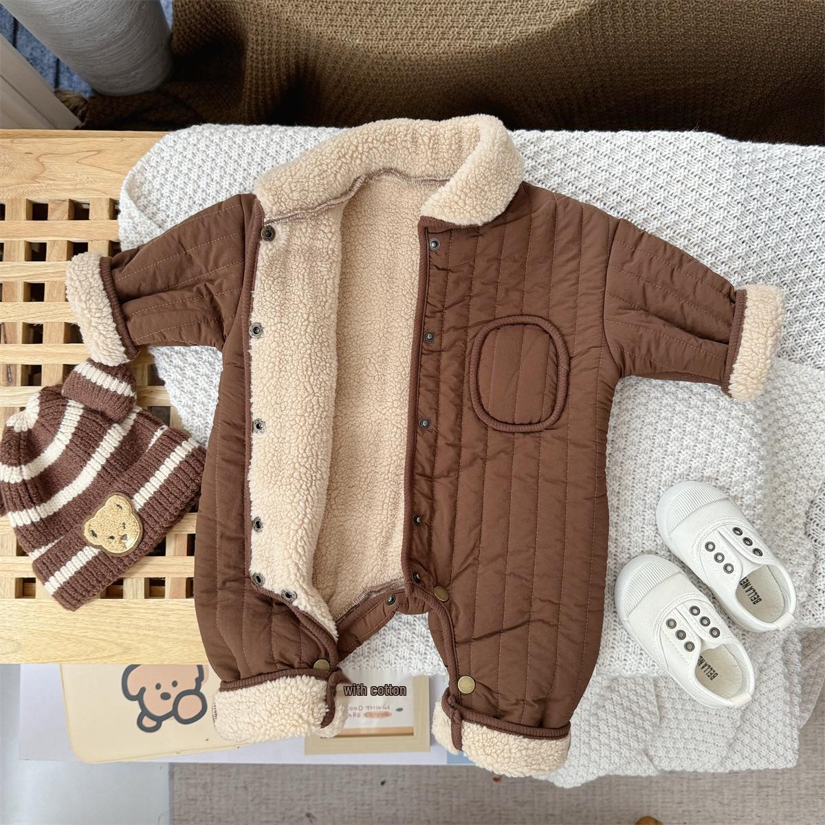 

Детский ромпер кофейного цвета с флисовой подкладкой: Модный стеганый хлопковый комбинезон для мальчиков/девочек #100 (13-16 months, 26 lbs)