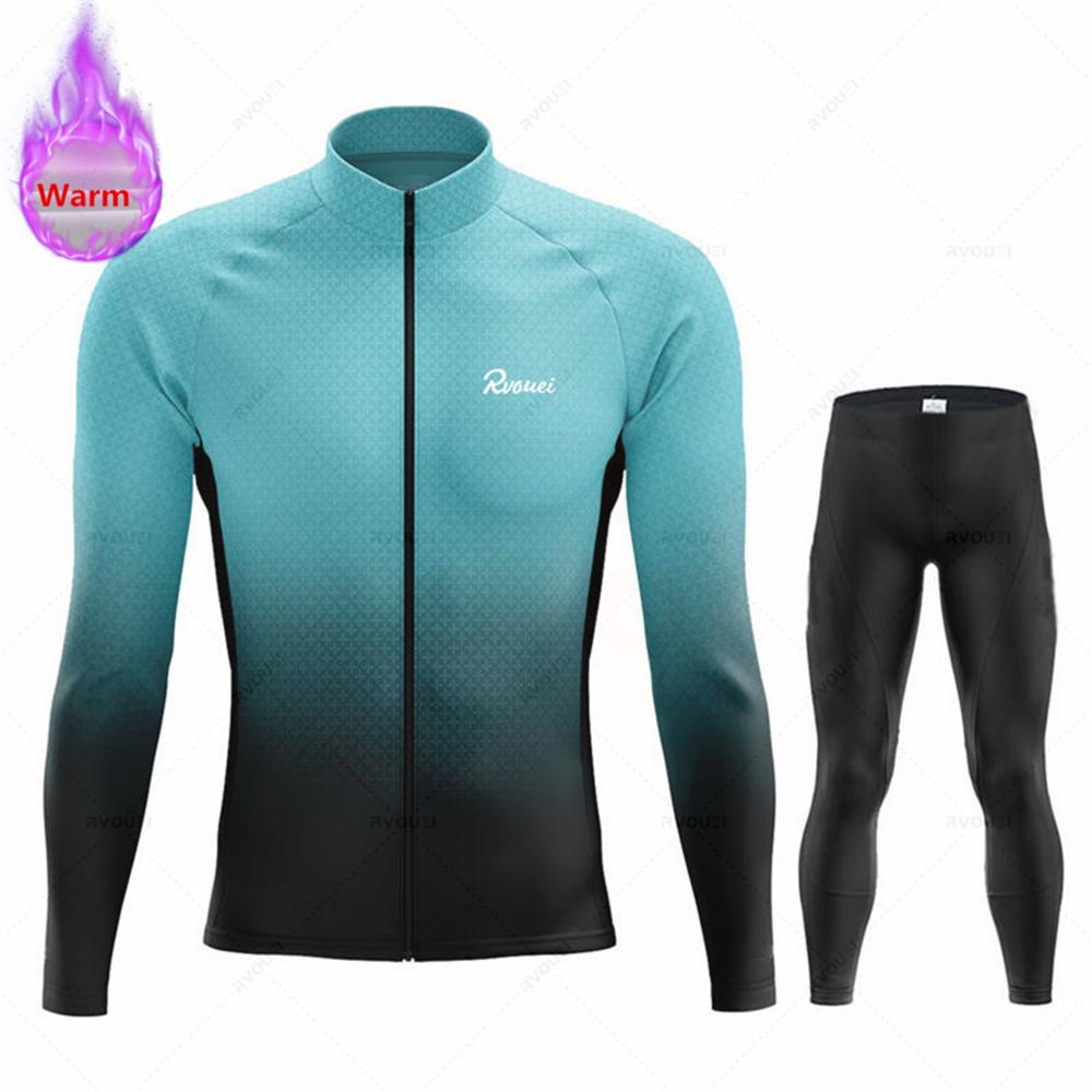 Roșu Cald 2023 Set de Ciclism de Iarnă Rvouei Bărbați Haine Bicicletă MTB Lână Termică Tricouri Bicicletă Haine Costum Maillot Ropa Ciclismo