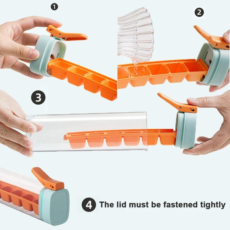Press Type Ice Cube Tray Plastics Ice Cube Maker Easy to Demold Ice Tray Mold DIY Whiskey Cocktail Tools Kitchen Accessories