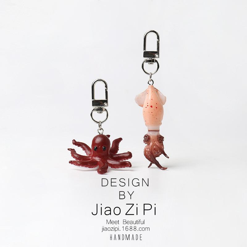 Squid & Octopus Keychain: Fun, Versatile Backpack Accessory & Car Pendant
