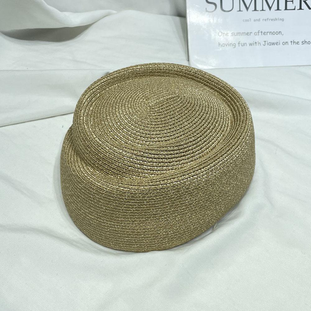 

2026 Summer Paper Straw Beret Hat Fedora Sun Capwomen Hostess Pillbox Hat Millinery Fascinator Base Church Derby Party Beach Hat хаки