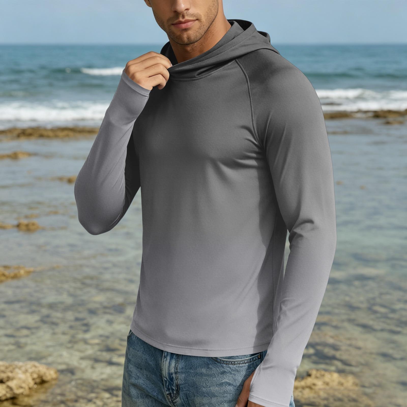 Men s UPF50+ Sun Protection Hoodie Lightweight Quick Dry Long Sleeve Hooded Shirt for Outdoor Activities S чёрный