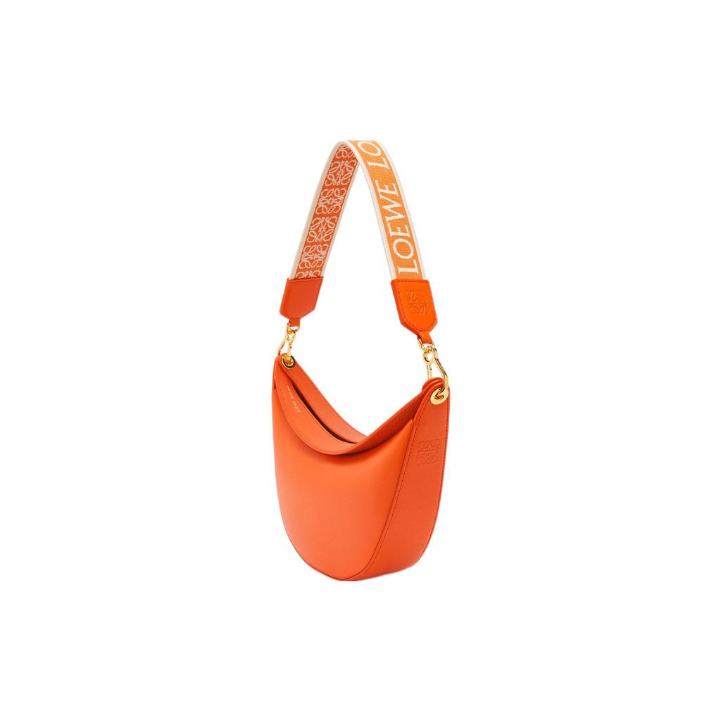 Loewe Removable Shoulder Strap Half-Moon Satin Leather Shoulder Tote Bag Small Women handbags Orange A923PM1X01-9100