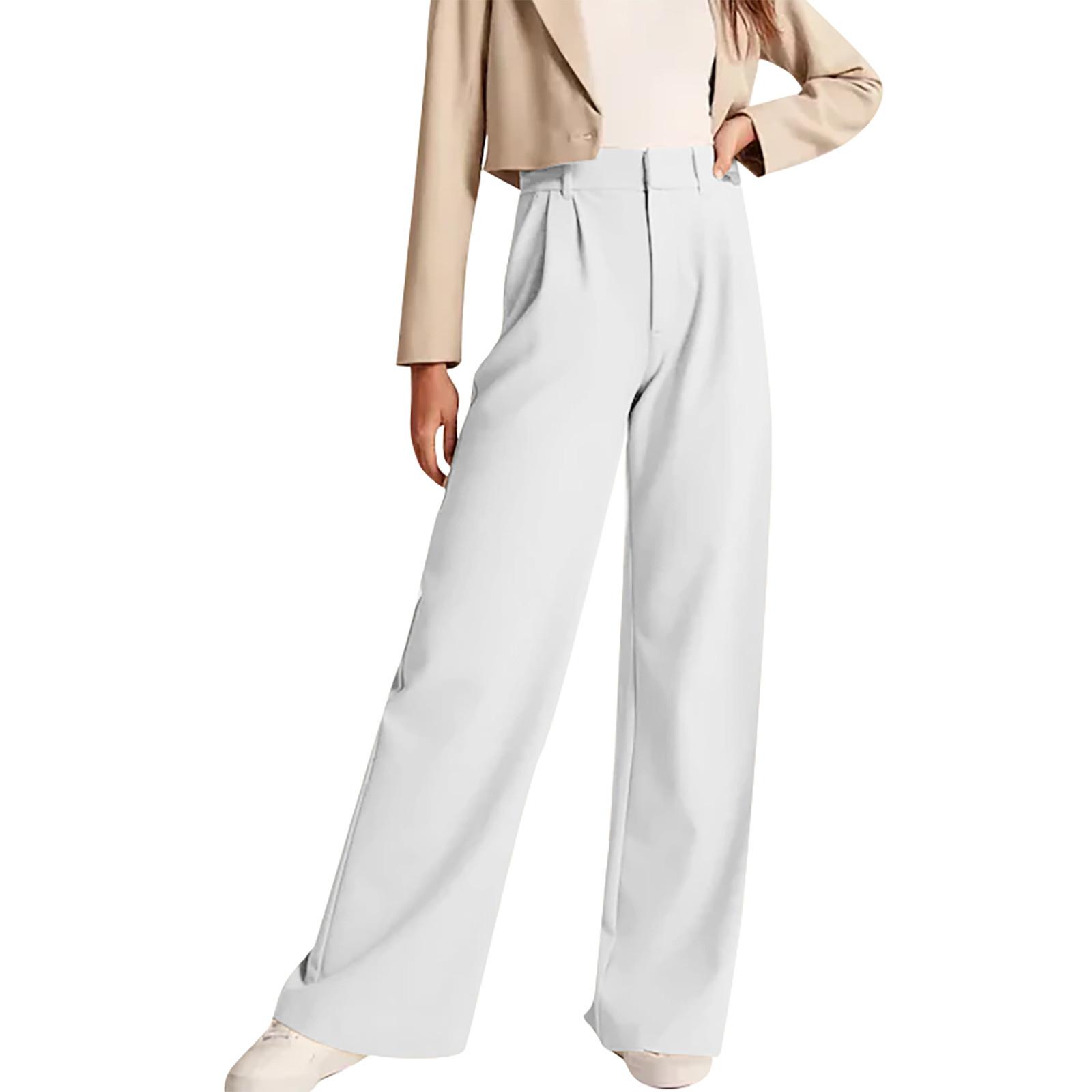 

Женские повседневные свободные брюки с карманами, свободные плиссированные широкие брюки S белый