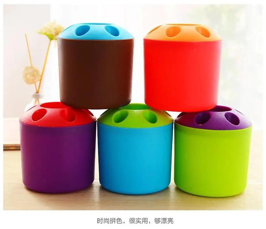 Creative candy-colored porous toothpaste, toothbrush holder Desktop Multifunction pen holder Shelves