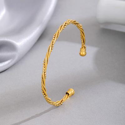 Profesionální zakázkový nerezový 18k skutečné zlato Evropský a Americký ins kovový twist niche design náramek