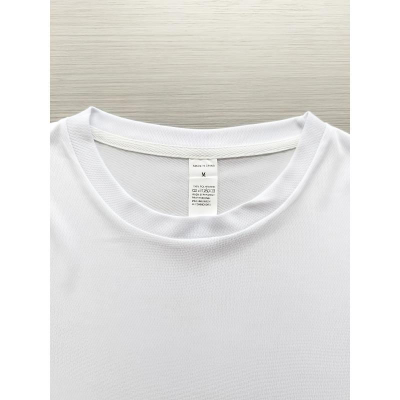 European sizes Men's Casual Short Sleeve T-Shirt  Letter Print - Breathable Summer Tee, Machine Washable Round Neck Regular Fit