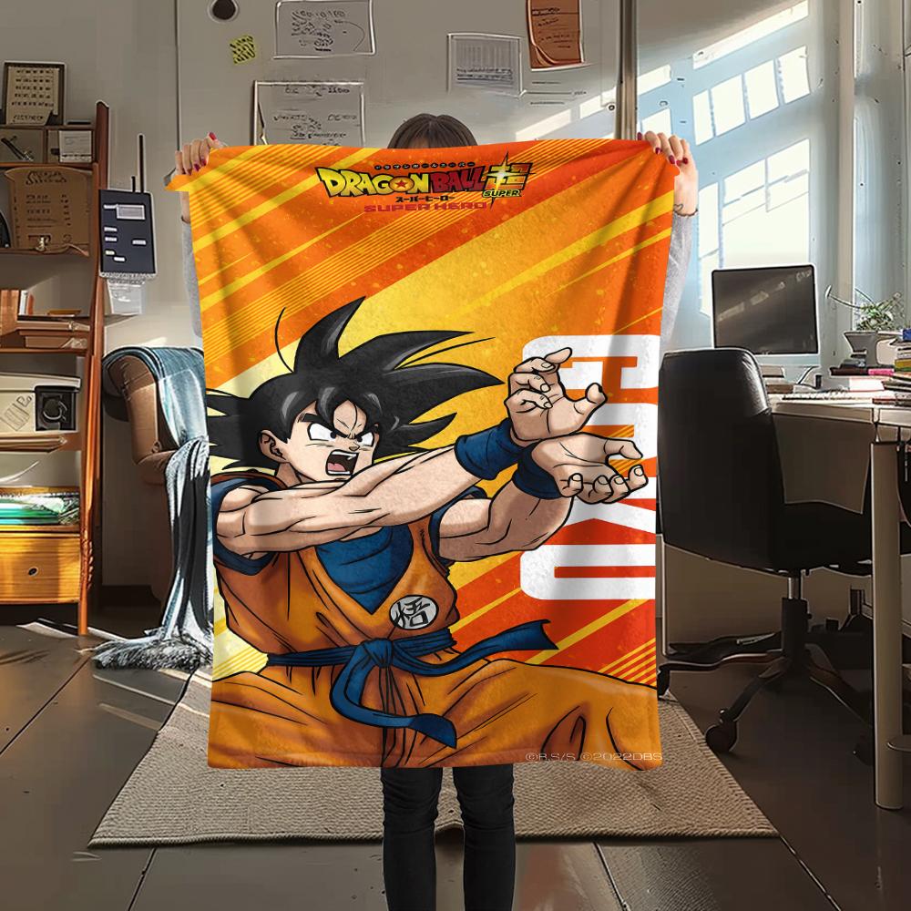 

Фланелевое одеяло с принтом персонажей Dragon Ball, Высококачественное, Удобное для всех сезонов, Декор для дома, Тепло и уют, Идеально для рождественских подарков 80cm x 120cm