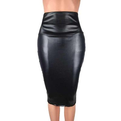Femmes automne hiver jupe en cuir Pu taille haute jupe fendue bureau dames jupe mince grande taille