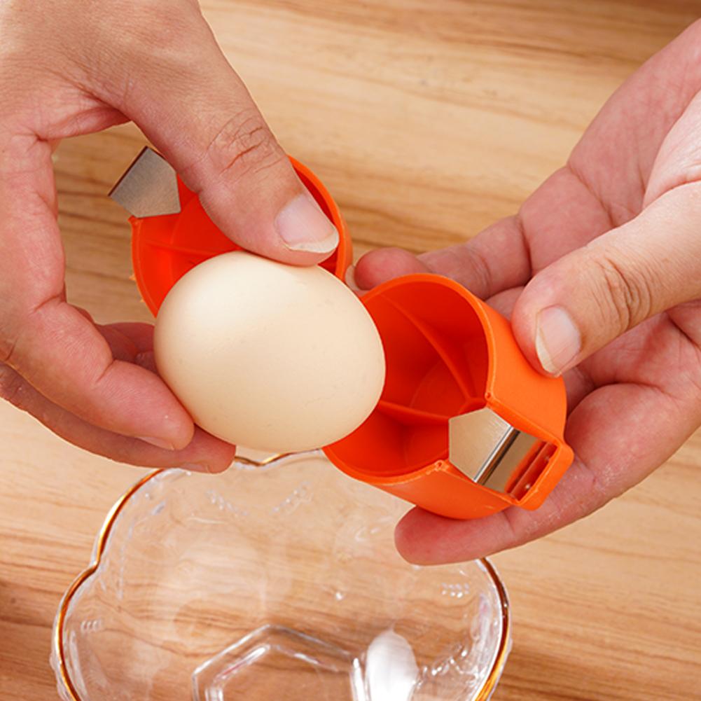 1pc Egg Shell Opener Plastic Stainless Steel Kitchen Baking Tool Egg Peeler Household Handheld Egg Separator Tool For Raw Eggs
