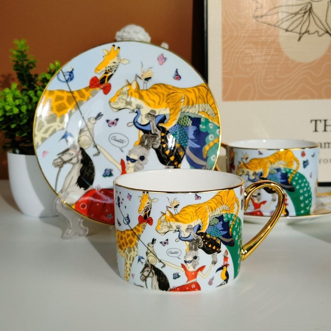 

Кофейная чашка из костяного фарфора Серия Цирк Милая мультяшная детская посуда Роскошная тарелка Gift box