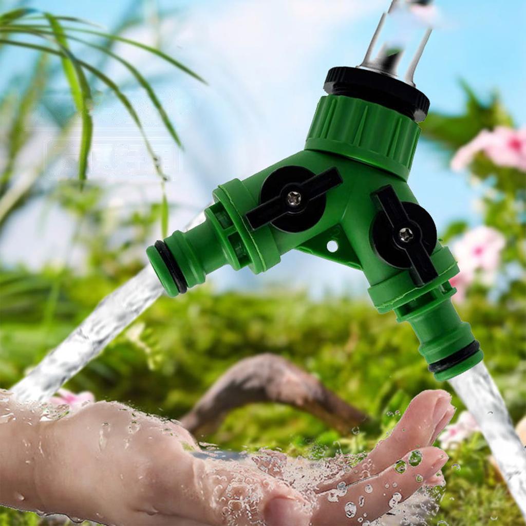 Splitter Connect Green Coupler G3/4 Female Thread Plastic Garden Hose Fitting With Tap Shut Off For Gardening Flower Beds Lawns Vegetables Car Washing