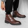 Men's leather boots large size autumn and winter new high-top leather shoes fashion trend British Martin boots