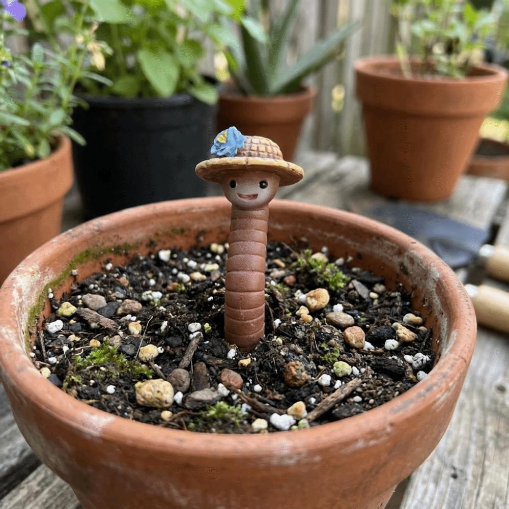 3PCS/SET Resin Earthworm Flowerpot Decoration Realistic Earthworm Ornaments Succulent Plants