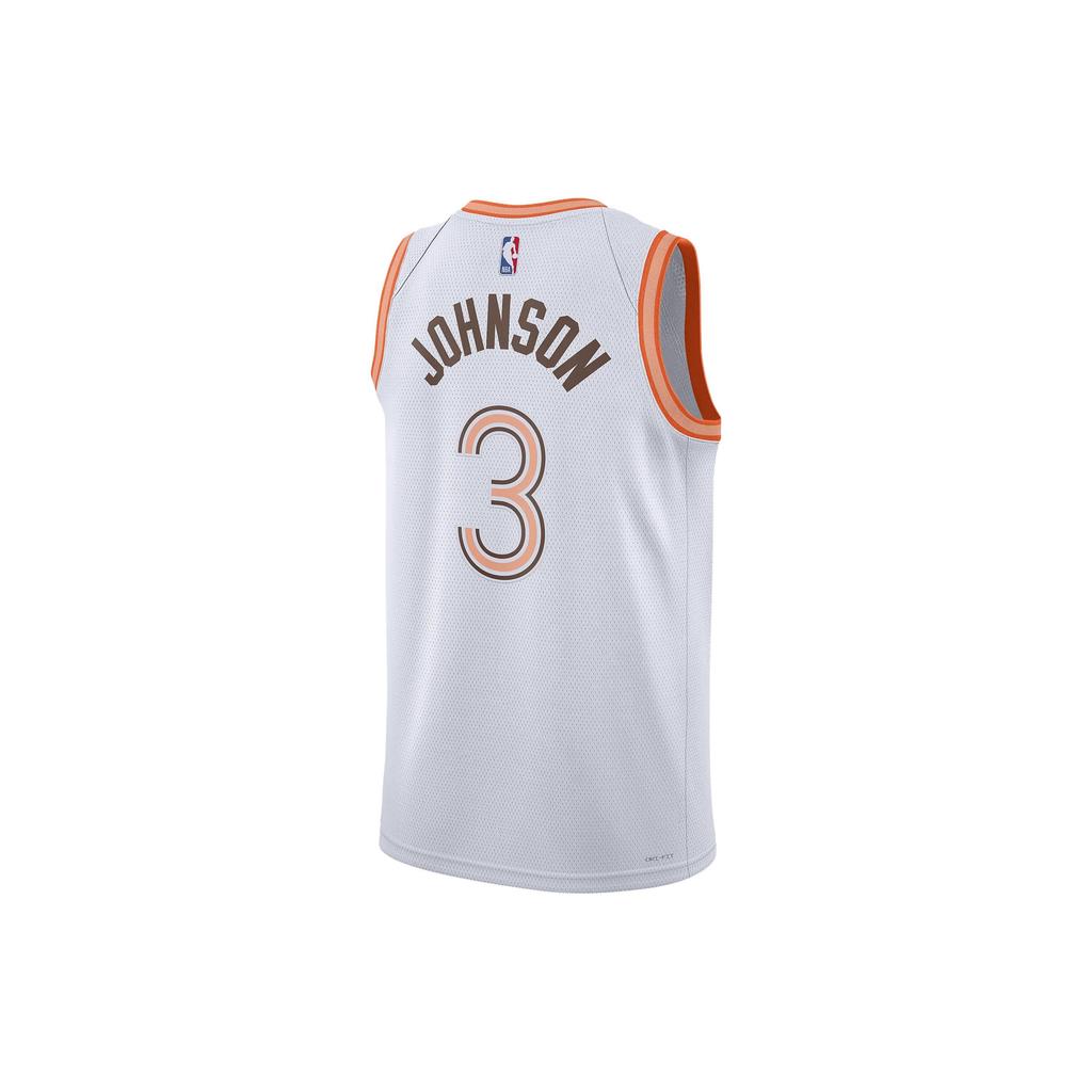 Nike Dri-Fit Alphanumeric Print Colorblock Basketball Jersey, Spurs Fan Edition, 2023/24 Season, Keldon Johnson No. 3 Men Tops White DX8519-100