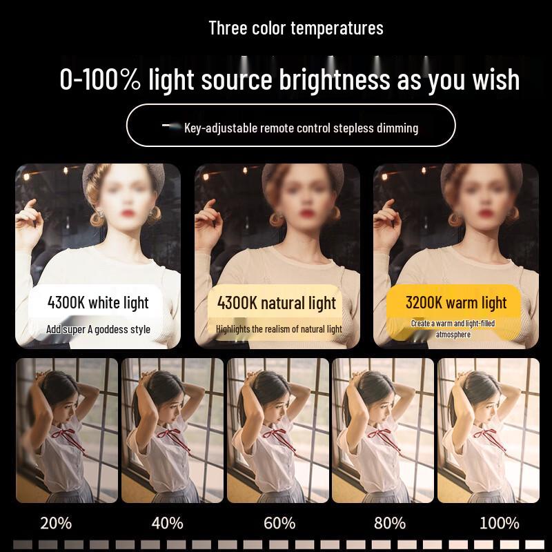 UOSU Dual 700W 3-Color Dimmable LED Photography Light Kit