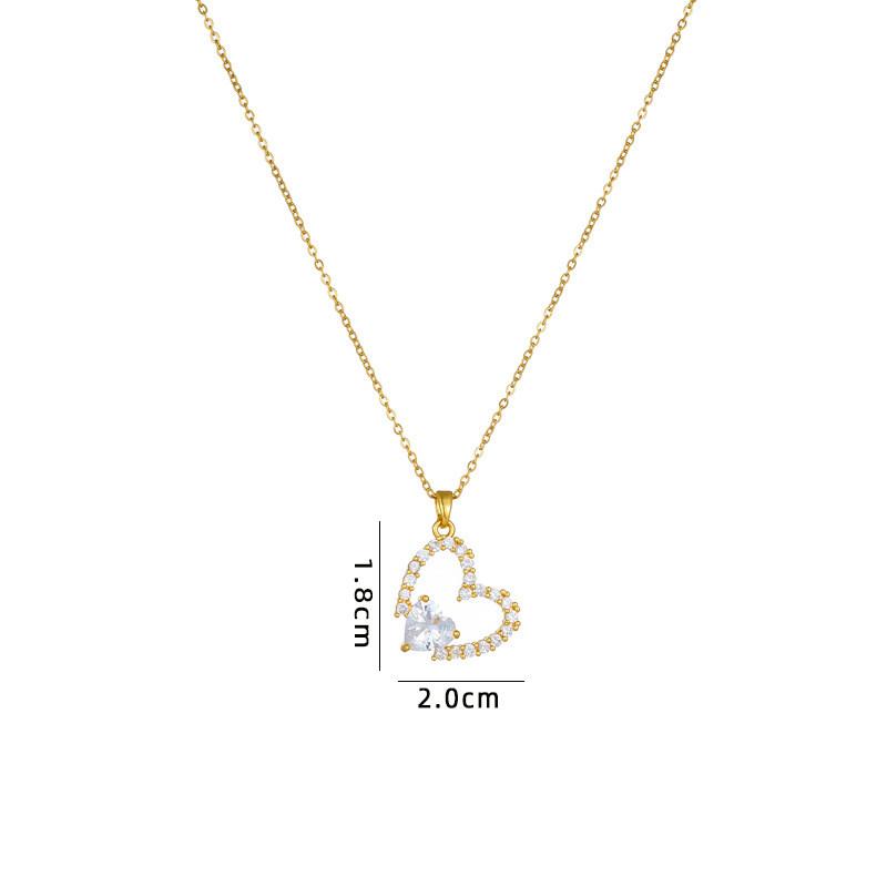Hot Sell Heart Zircon Pendant Necklace Stainless Steel High Quality Geometric Choker Jewelry Party Gifts For Women Girls