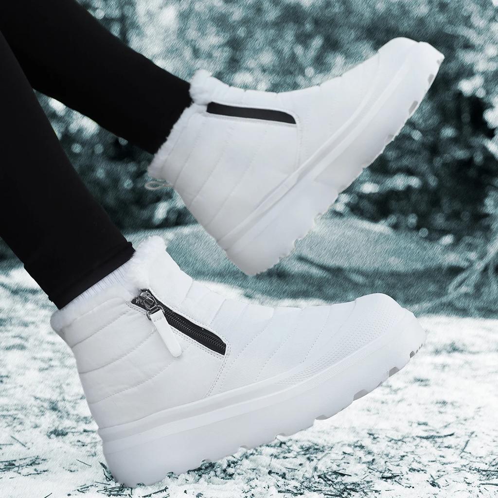 Fashion Women Warm Fur Lined Winter Snow Boots Waterproof Ankle Boots Outdoor Short Boots Comfortable Shoes Suitable for Cold Weather