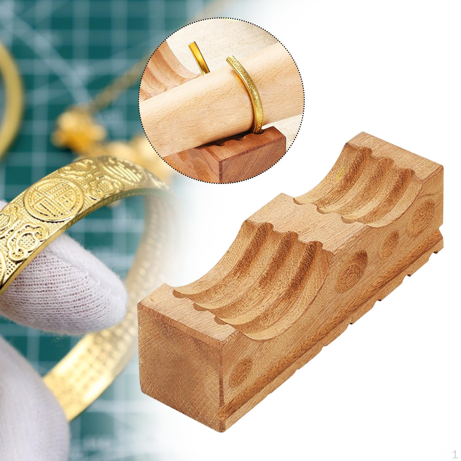 Bracelet Making Block Wooden Swage Groove Tool Forming Dapping Hardwood Large Style B