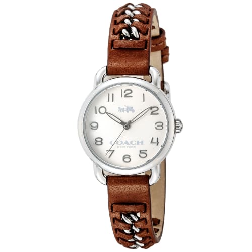 Coach DELANCEY Women's 28mm Ivory Dial Stainless Steel Quartz Watch (14502258) In Brown