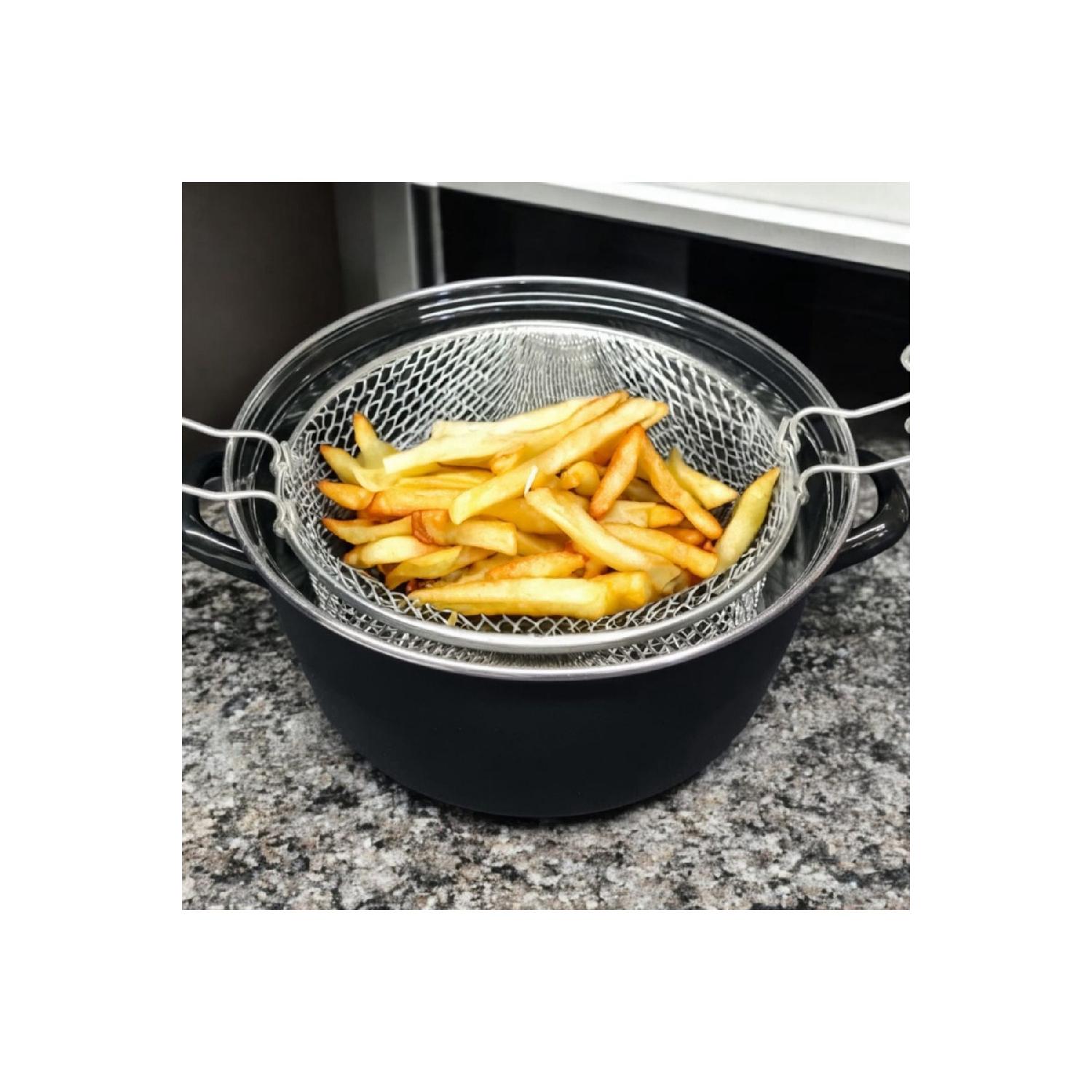 

Enamel Frying Pot 24 Cm Fritous Chips Potato Frying Pot чорний