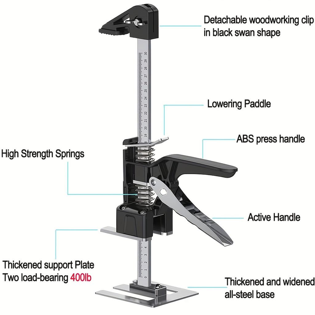 2 PCS Labor Saving Arm Board Jack Cabinet Lifter Height Locator Adjusting Lifter Multifunctional Anti-Slip Hand Lifting Tools