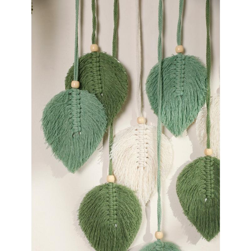 Leaf Macrame Tapestry Brown Green Wall Tapestry Boho Home Decoration Macrame Wall Hanging Home Living Room Decors Aesthetic Gift