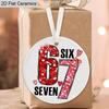 Pink Number '67'Ceramic Ornament, Romantic Valentine’s Day Gift, Christmas Tree Hanging Decor, Backpack Charms,Valentine’s Day Anniversary Keepsake