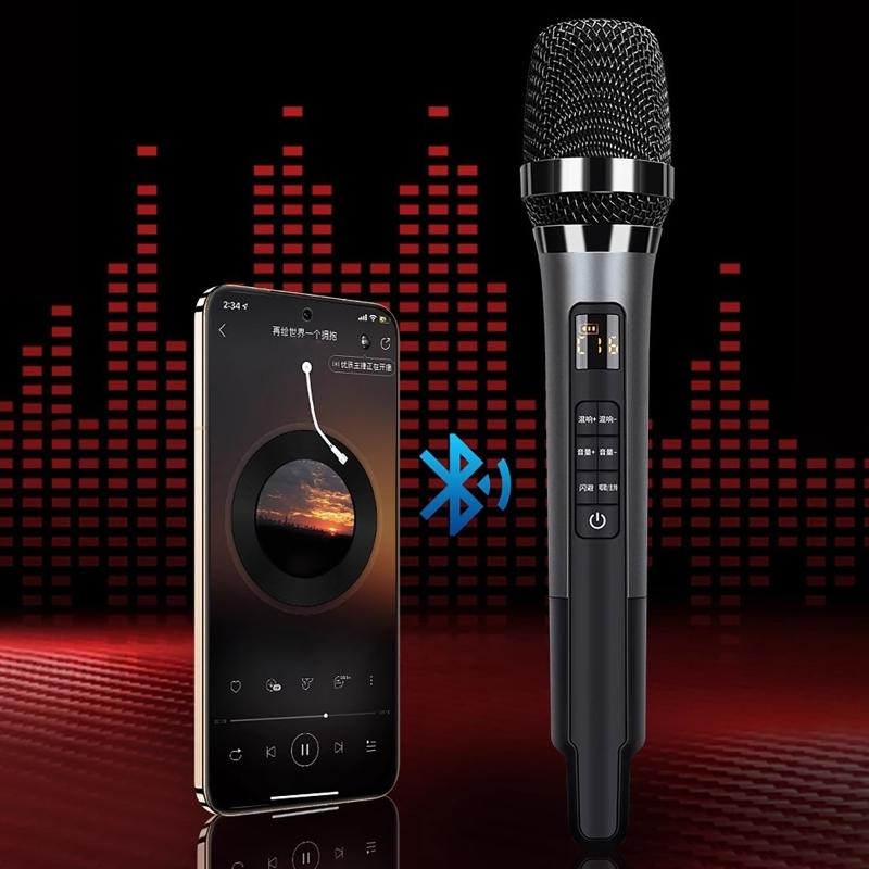 Handheld Microphone with Sound Card Effects All-in-One Noise-Canceling Mic Reverb Connecting Cell Phone for Equipment Live