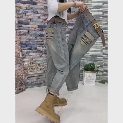 2024 Women's High Waist Loose Wide Leg Jeans - Slimming, Nine Points, Harem Style for Spring & Autumn