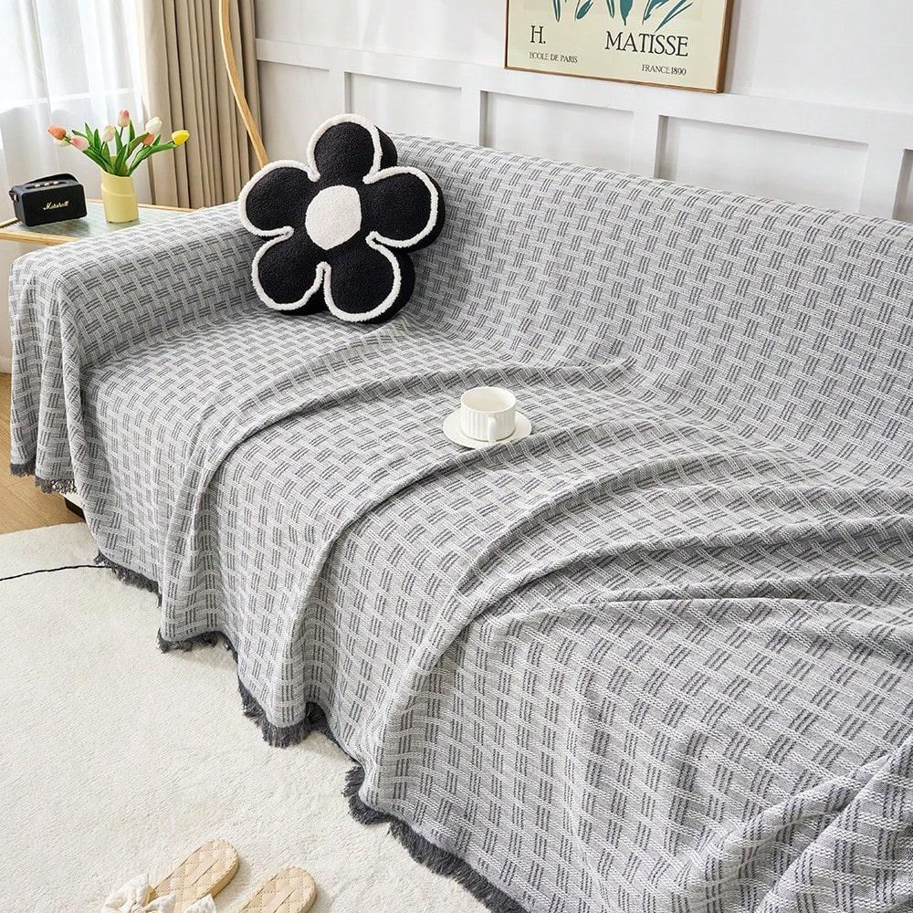 1PC Cotton Blend Woven Sofa Cover for Loveseat Recliner Sofa Bed Washable Thick Breathable Fabric Living Room Bedroom