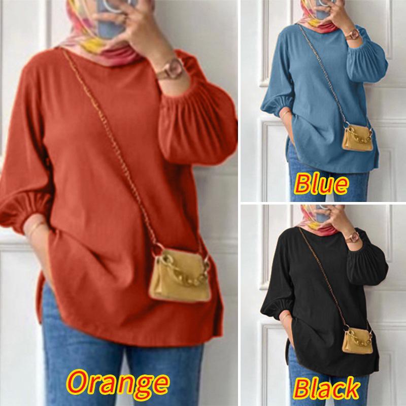 2025 Spring/Autumn Women's Loose Round Neck Solid Lantern Sleeve Knitted Top