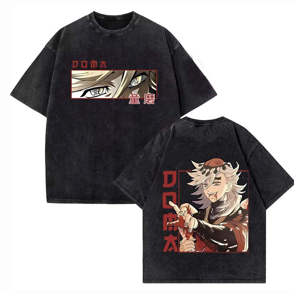 Demon Slayer Blade Charcoal Jiro Extra Large Retro Washed Mens Tshirt Summer New Style Suitable for Both Men and Women