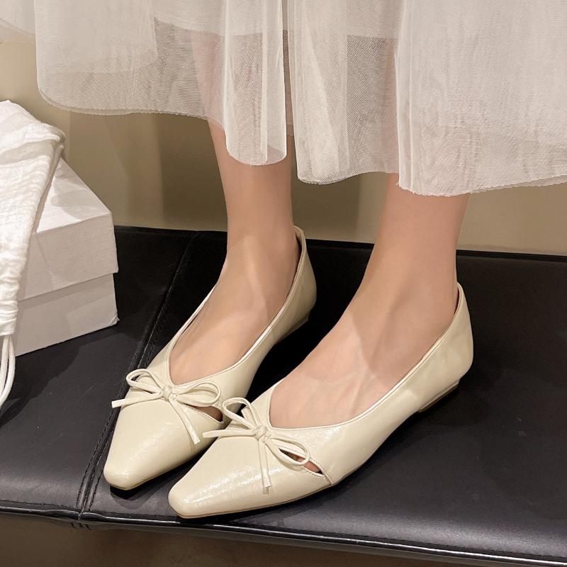 Fashion 2025 Autumn New Pointed Toe Women Flats Fashion Butterfly-knot  Slip On Footwear Ladies Eelgant Dress Shoes