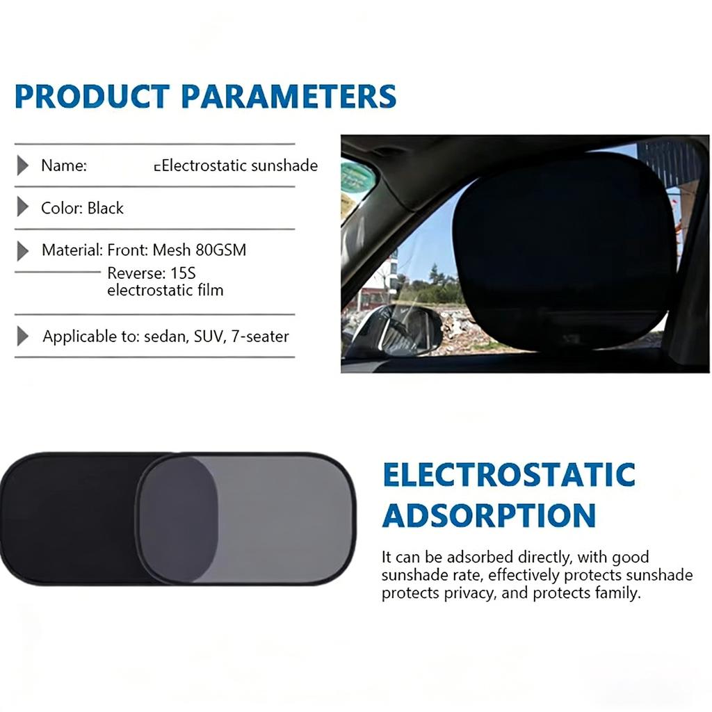 MOBIDEA  2PCS Car Electrostatic Sunshade UV Protector Self Adhesive Car Side Window Mesh Sun Visor Summer Protection Film 50x30