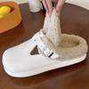 Fashion Autumn Winter Fur Clog Slippers Women 2025 Lightweight Non Slip Indoor Cotton Slippers Woman Buckle Decor Soft Sole Birken Shoes