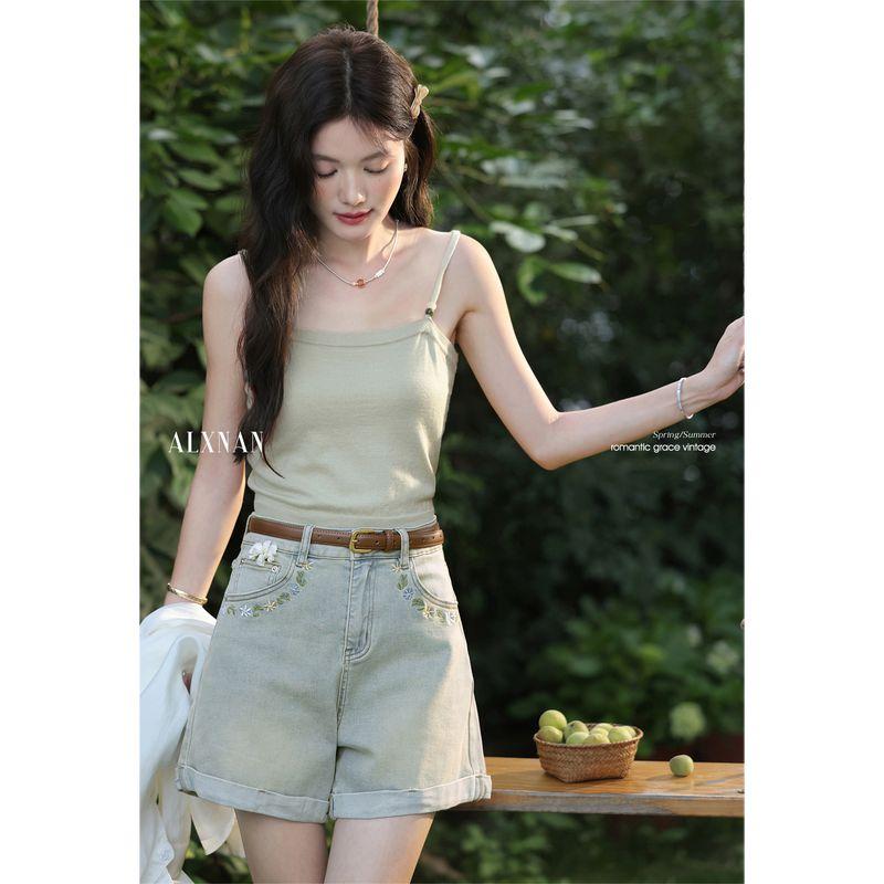 

Deer South Lime with Ice Elegant Silm Slim Looking Pea Green Vest Camisole Women s Chic Inner Wear Blouse Summer Bean Green(Vest/In Stock) L