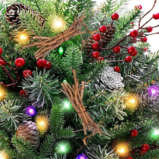 Lighted Artificial Christmas Urn Filler Battery Powered Pre-lit Xmas Pine Trees with LED Lights And Tripod Stake Holiday Planter Filler