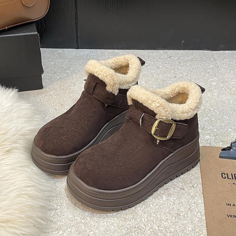 Women's Winter Warm Cold Padded Lining Snow Boots Thick Bottom Heightening Non-slip Wear-resistant Outdoor Leisure Sports Cotton Boots